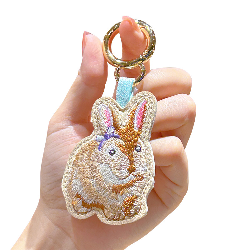 Luxury Xmas Bags - Porte-Clés Brodé en Forme de Lapin,