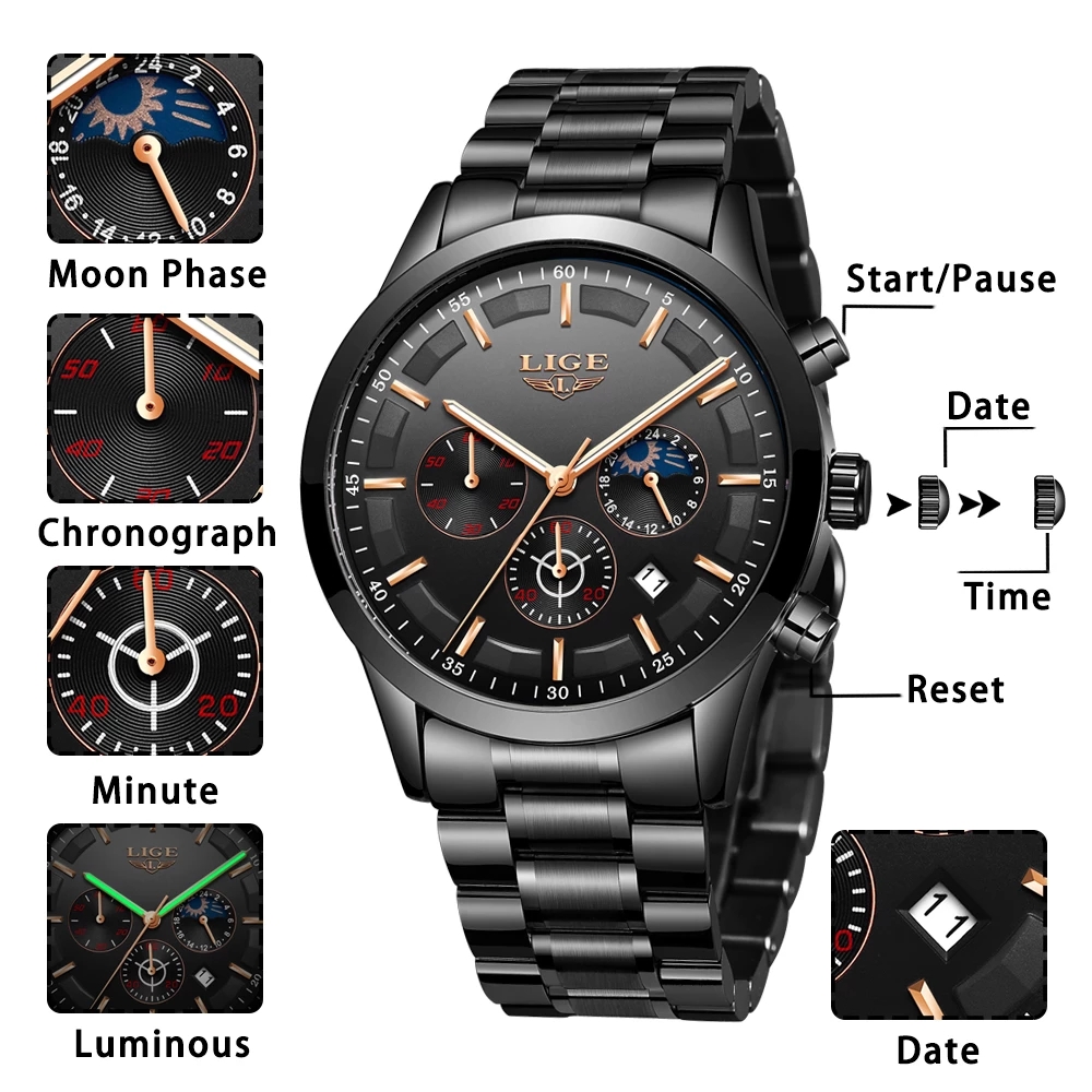 LIGE montres d'affaires hommes - Luxury Bags Brands List avis et prix
